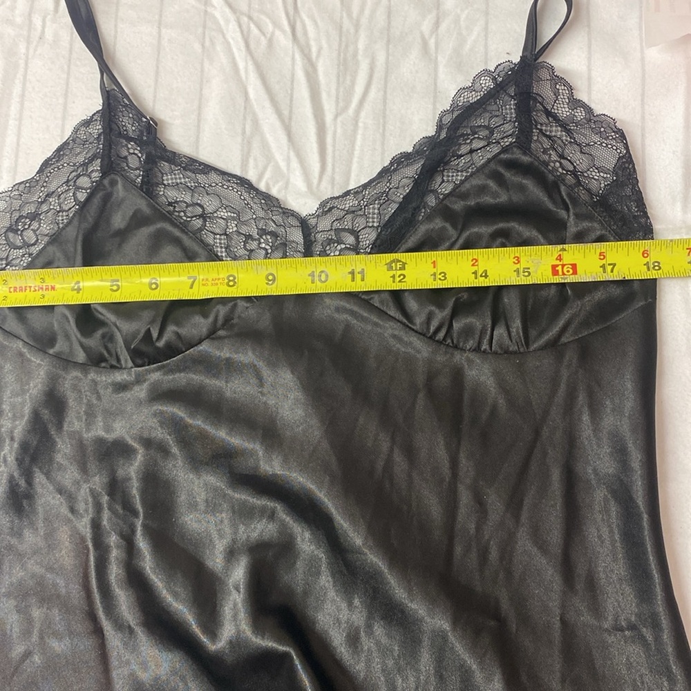 Elegant Black Lace Nightgown, Long Women sleepwear Dress,Satin Dress - Picture 4 of 7
